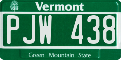 VT license plate PJW438