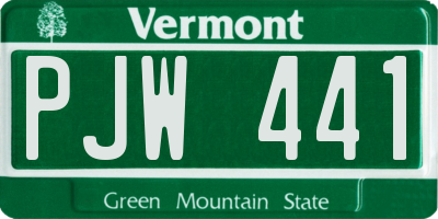 VT license plate PJW441