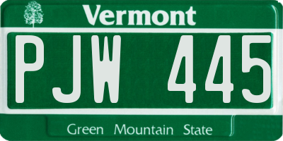 VT license plate PJW445
