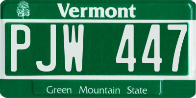 VT license plate PJW447