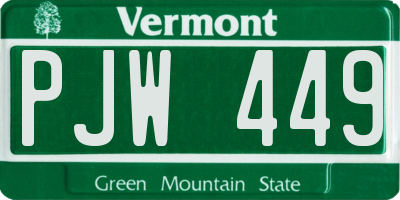 VT license plate PJW449
