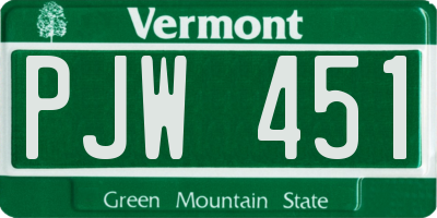 VT license plate PJW451