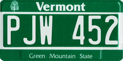 VT license plate PJW452