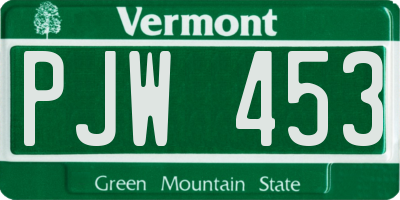VT license plate PJW453
