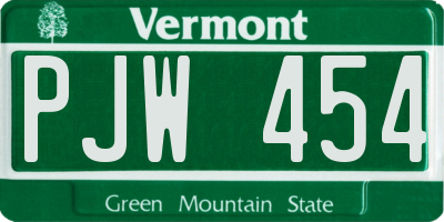 VT license plate PJW454