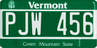VT license plate PJW456