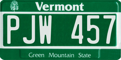 VT license plate PJW457