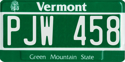 VT license plate PJW458
