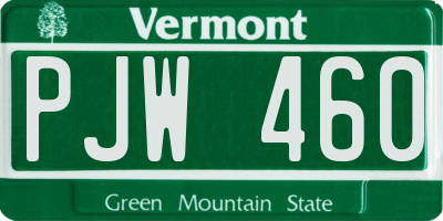 VT license plate PJW460