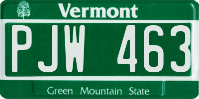 VT license plate PJW463