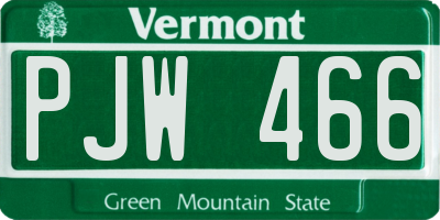 VT license plate PJW466