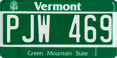 VT license plate PJW469