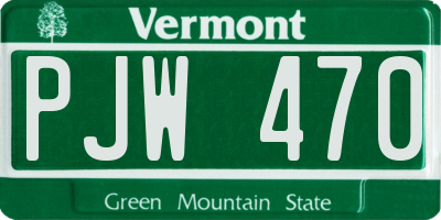 VT license plate PJW470