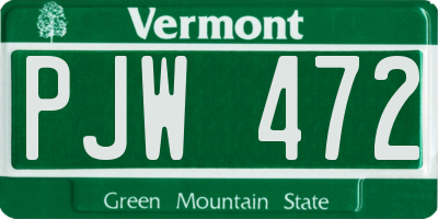 VT license plate PJW472