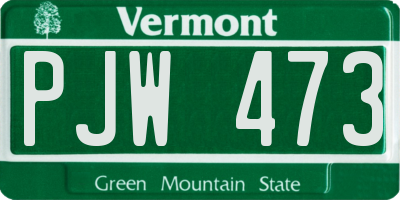 VT license plate PJW473