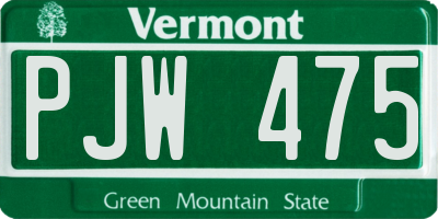 VT license plate PJW475