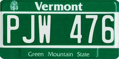VT license plate PJW476