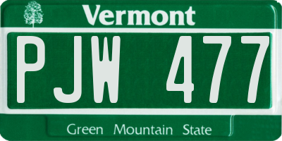 VT license plate PJW477