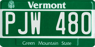 VT license plate PJW480