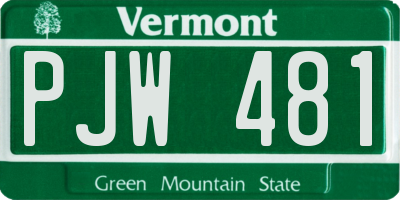 VT license plate PJW481