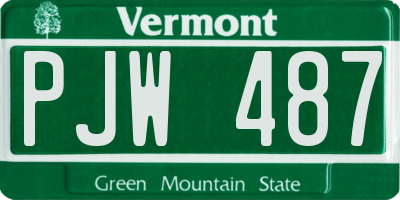 VT license plate PJW487