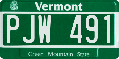 VT license plate PJW491