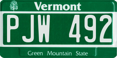 VT license plate PJW492
