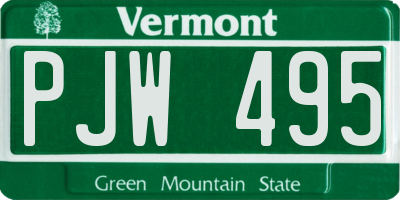 VT license plate PJW495