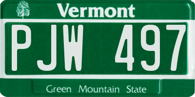 VT license plate PJW497