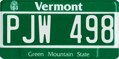 VT license plate PJW498
