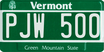 VT license plate PJW500