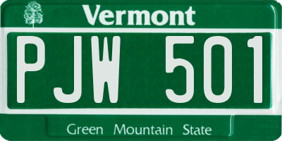 VT license plate PJW501