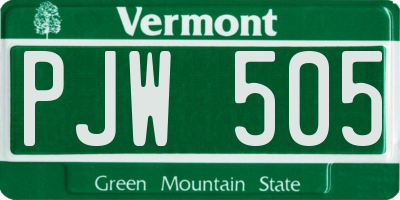 VT license plate PJW505