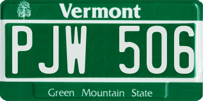 VT license plate PJW506