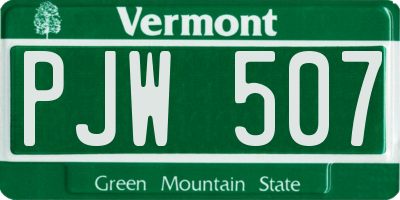 VT license plate PJW507