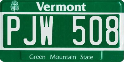 VT license plate PJW508