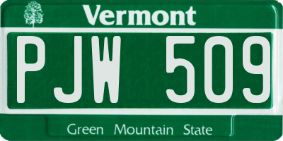VT license plate PJW509