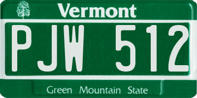 VT license plate PJW512