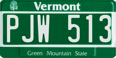 VT license plate PJW513