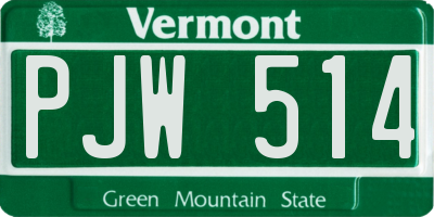 VT license plate PJW514