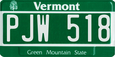 VT license plate PJW518