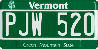 VT license plate PJW520