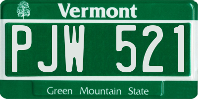 VT license plate PJW521
