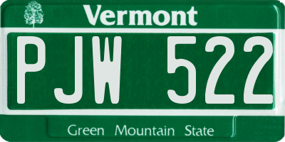 VT license plate PJW522