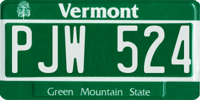 VT license plate PJW524