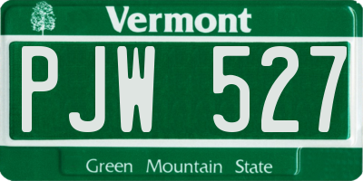 VT license plate PJW527