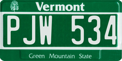 VT license plate PJW534