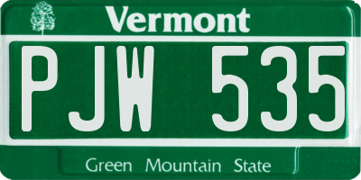 VT license plate PJW535