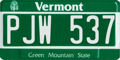 VT license plate PJW537