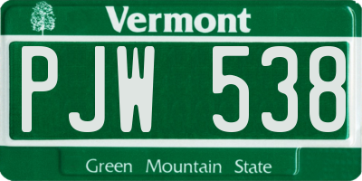 VT license plate PJW538